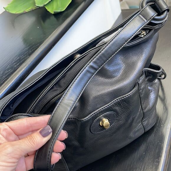 Genuine leather shoulder handbag purse black like new soft luxurious classic - Picture 8 of 10